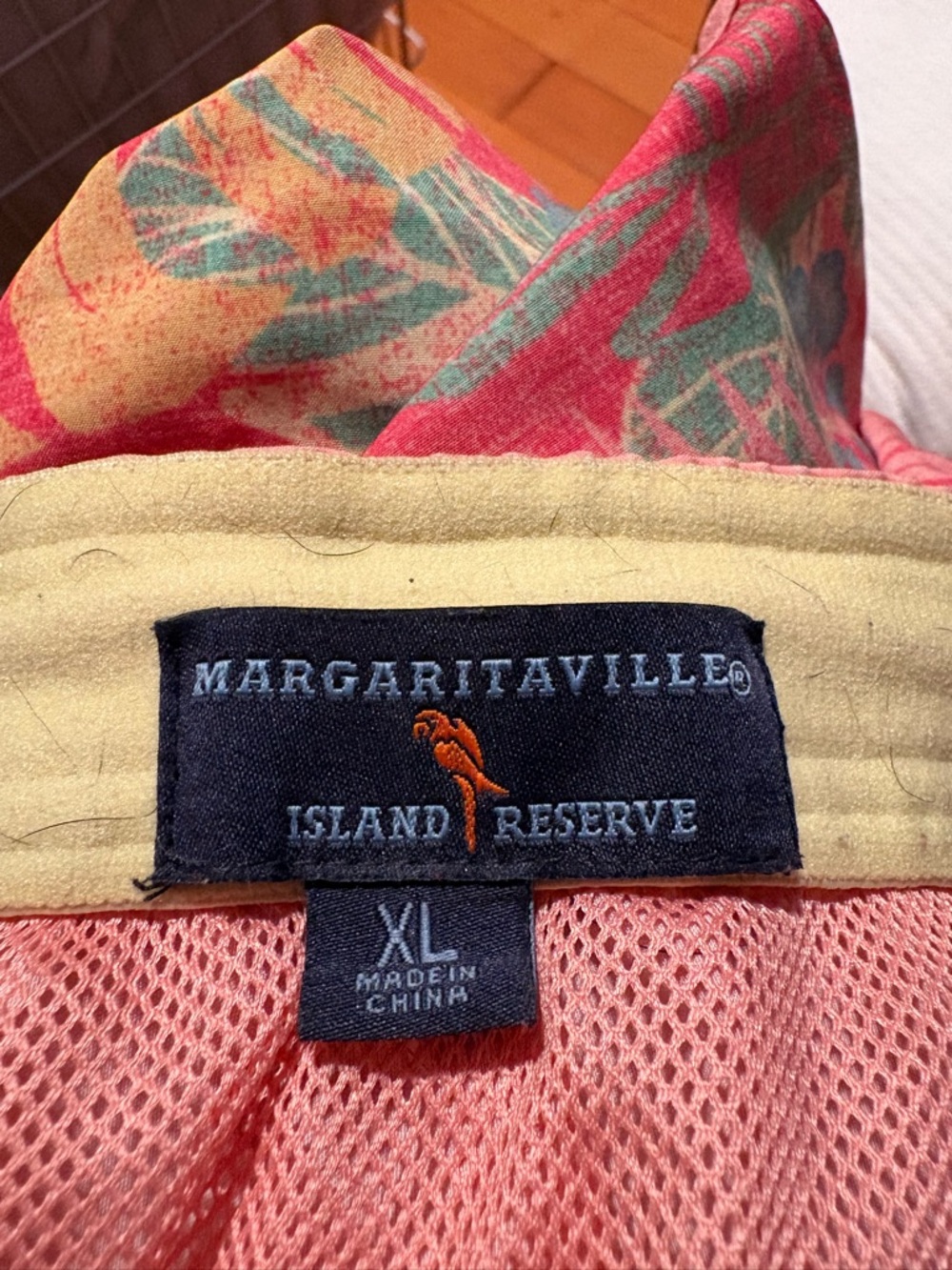 Margaritaville Tropical Floral Swim Shorts in Coral, Teal & Yellow. Mens size XL